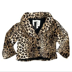 Heart Soul Leopard Print Faux Fur Cropped Jacket